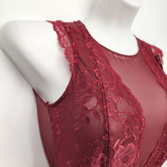 NWT Marilyn Monroe Show Me Off Negligee Stretchy Bodysuit Maroon Women's S - Picture 5 of 10